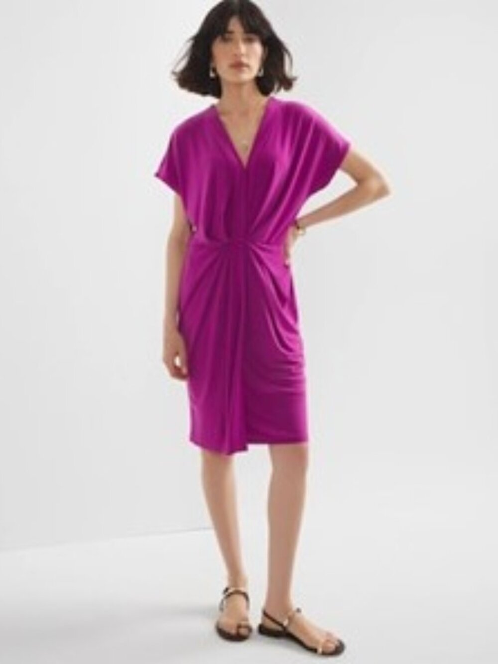 NWT, WHITE HOUSE BLACK MARKET Matte-Jersey Twist Front Dress - S